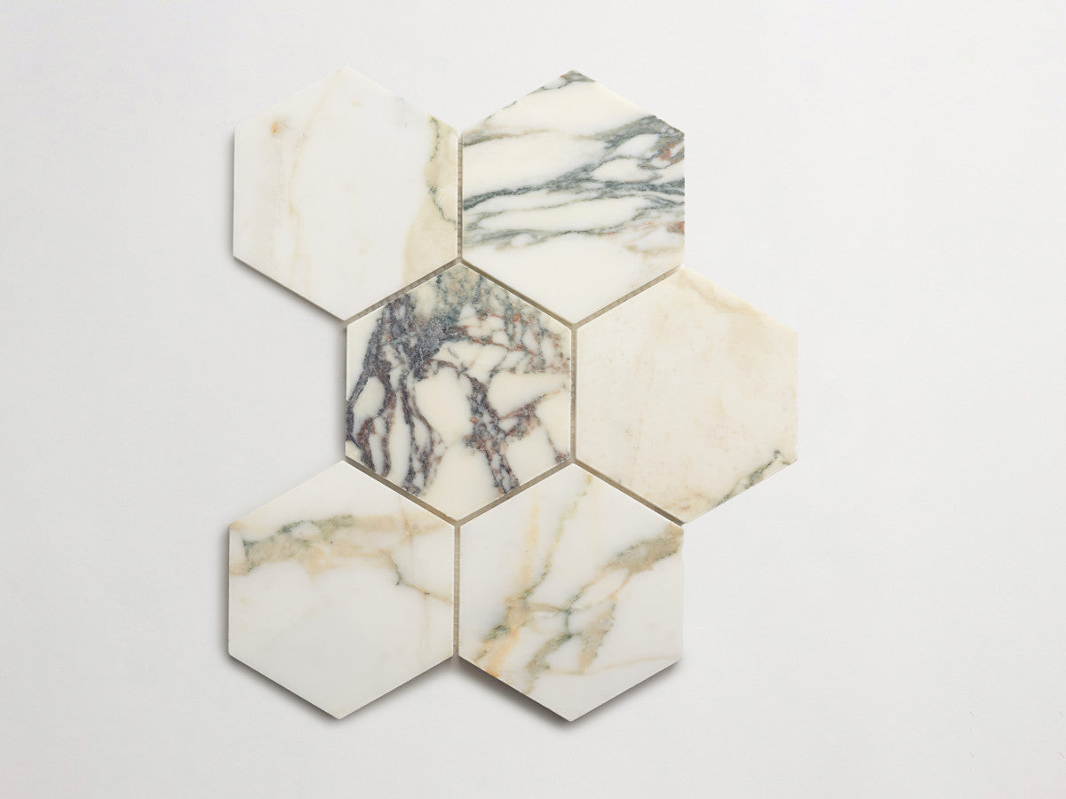 Calacatta viola large hex sheet.