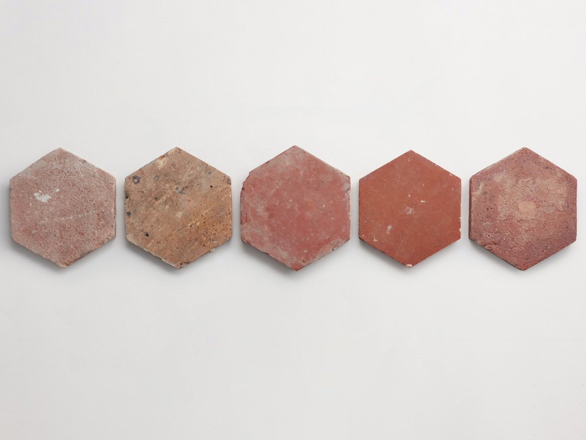 Antique terracotta provincial red hex tile.