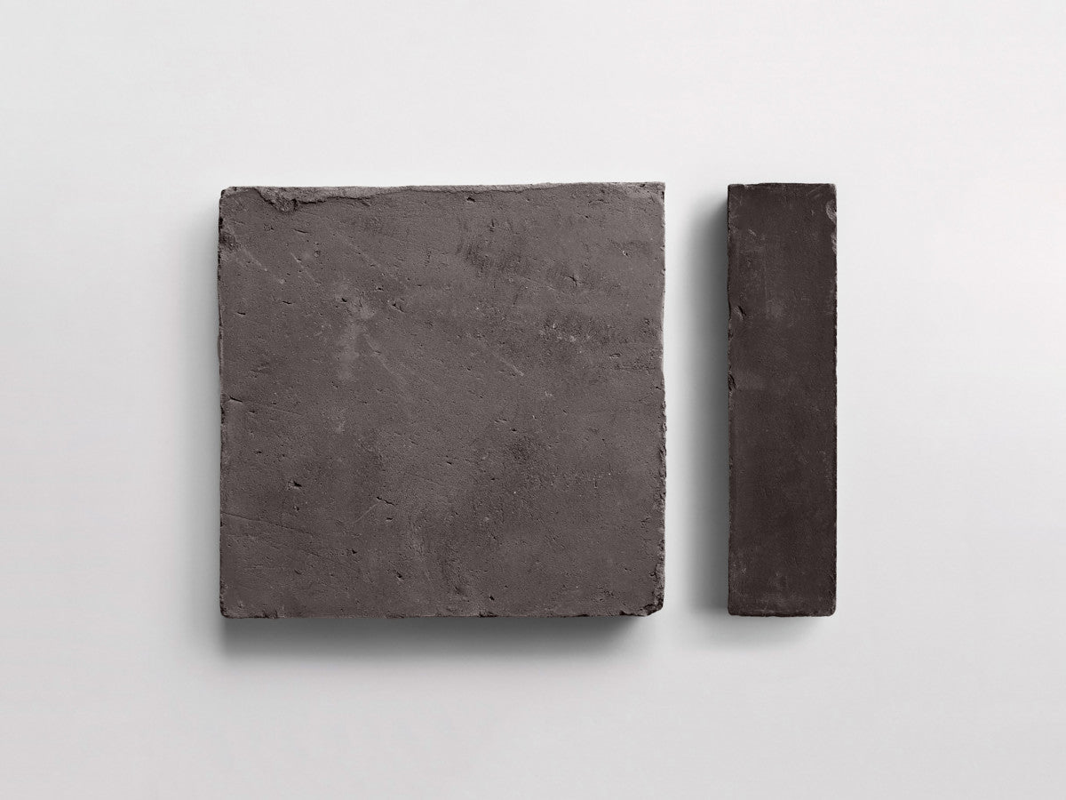 Terracotta Tile 8" Square + Rectangle Unfinished Black Tile.