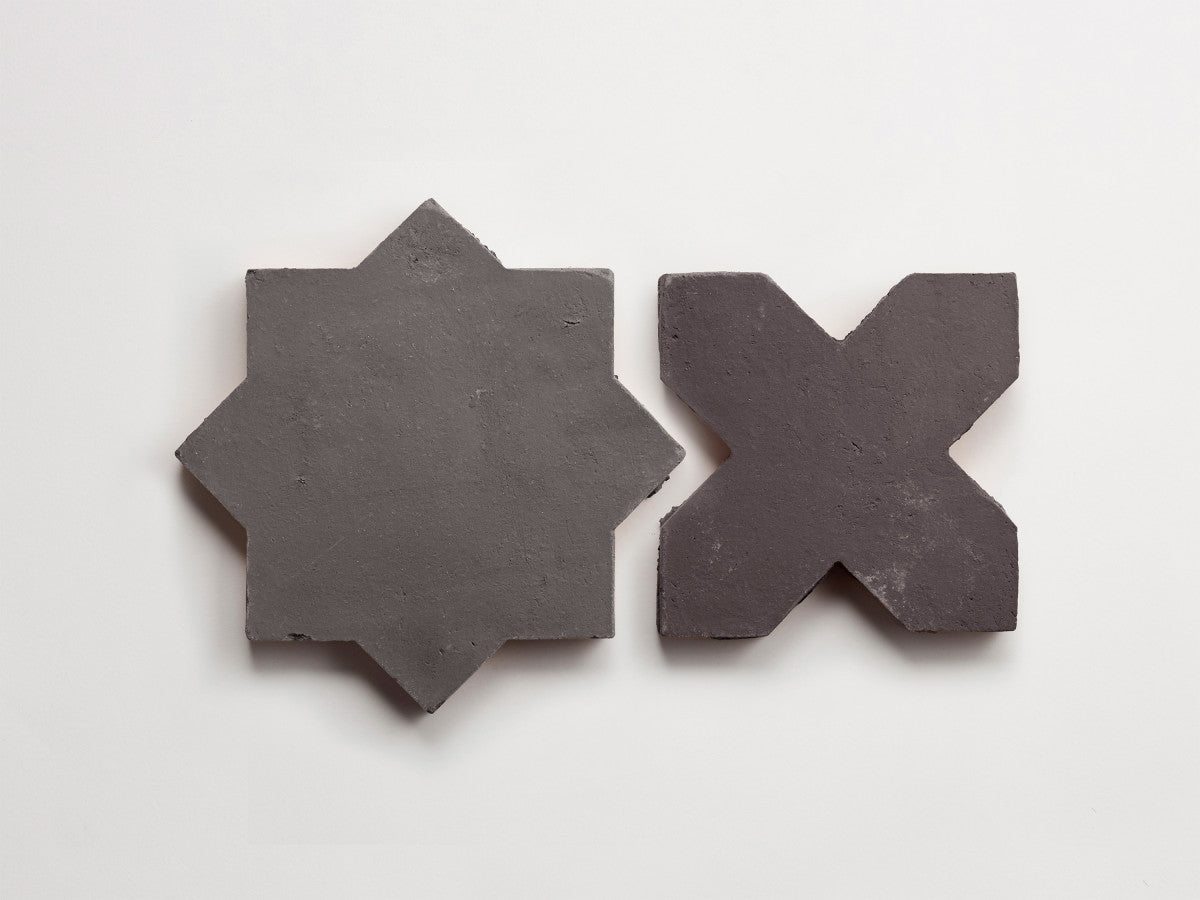 Terracotta Tile Star + Cross Unfinished Black Tile.