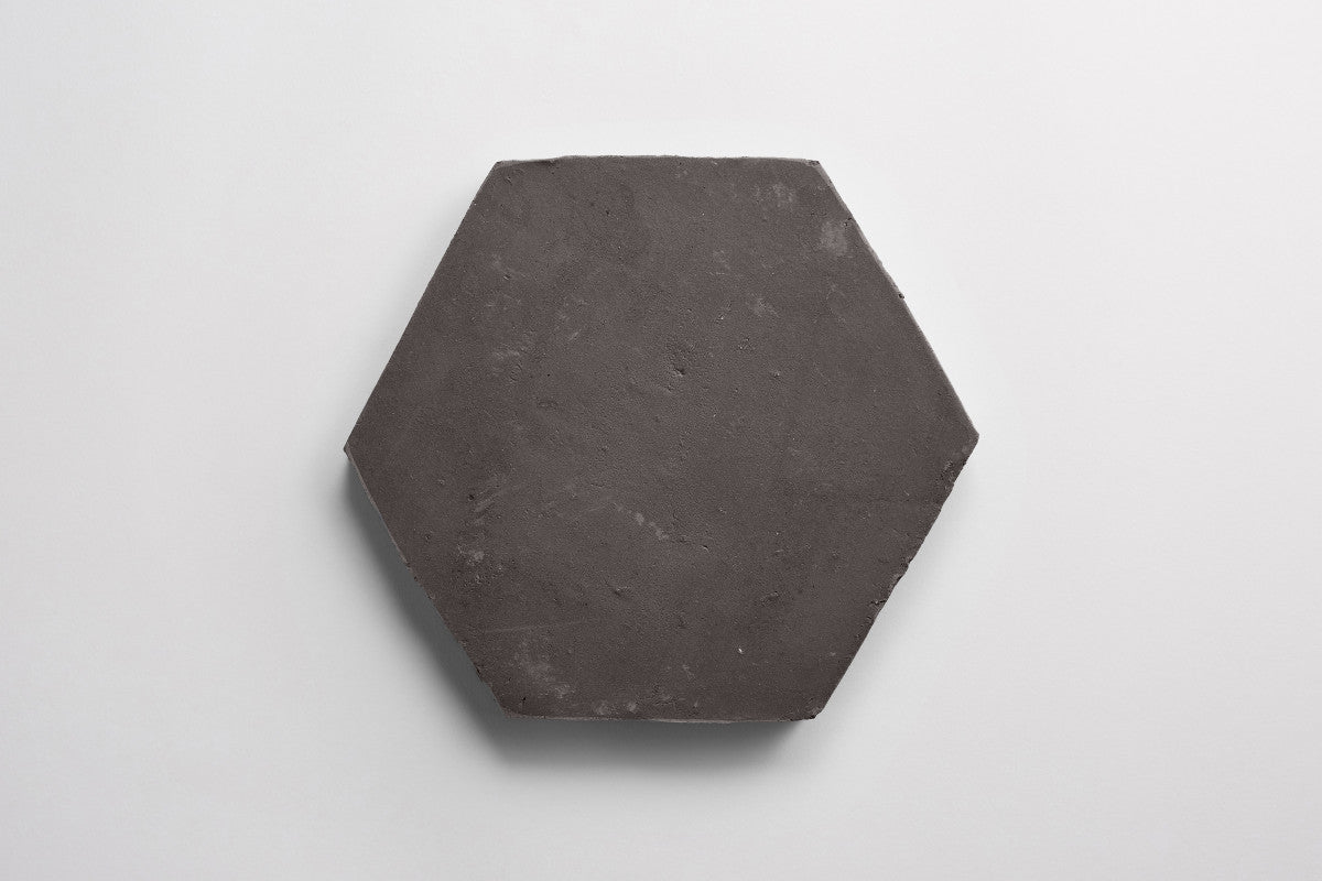 Terracotta Tile 8" Hex Unfinished Black Tile.