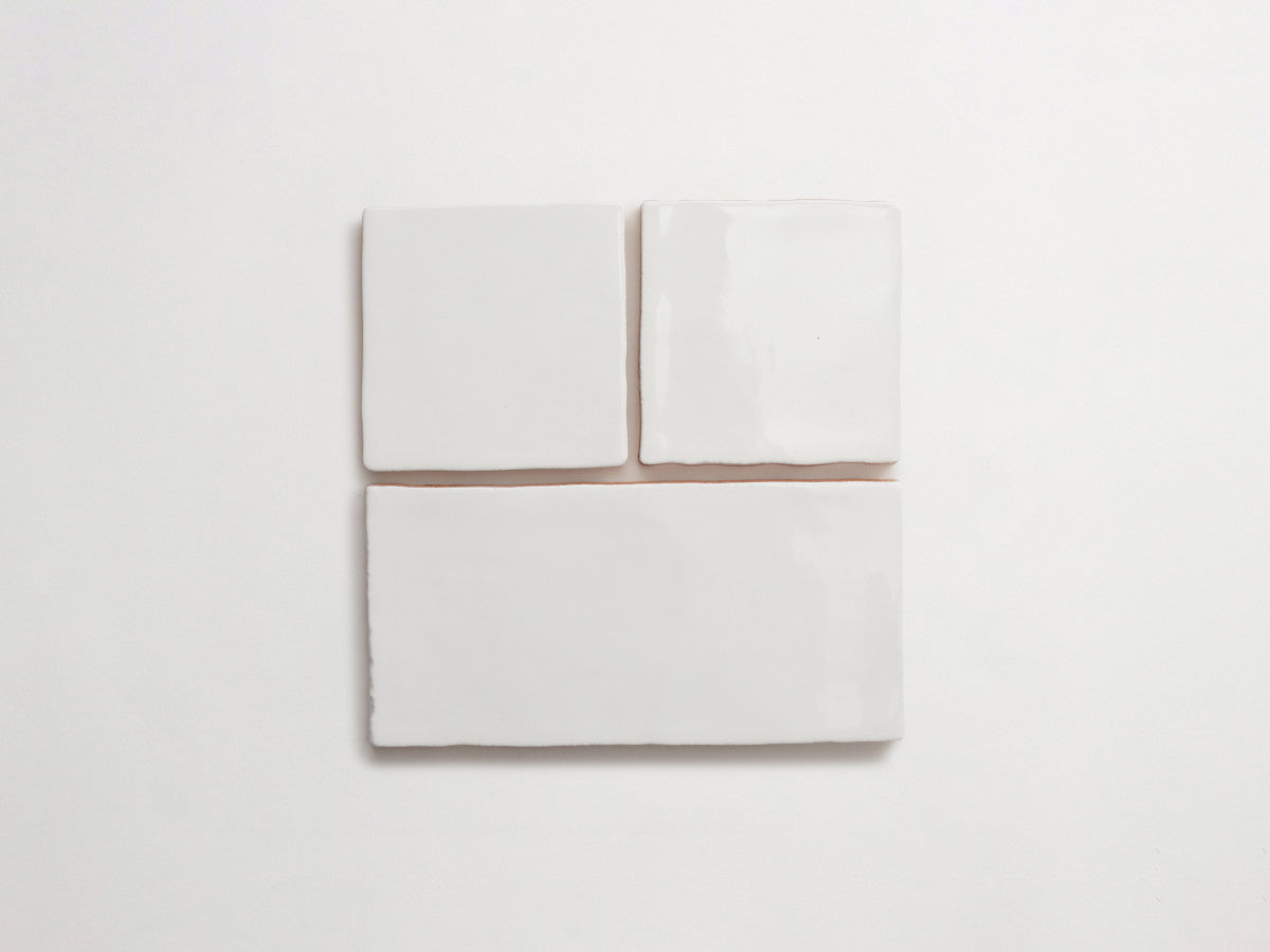 Terracotta square + rectangle bundle handmade rustic tile gloss white tile.