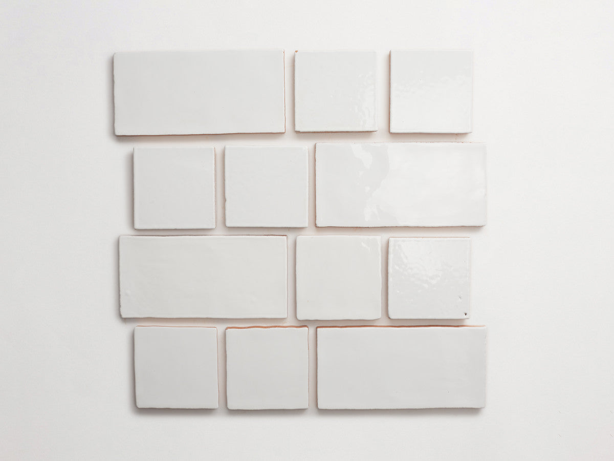 Terracotta square + rectangle bundle handmade rustic tile gloss white tile.