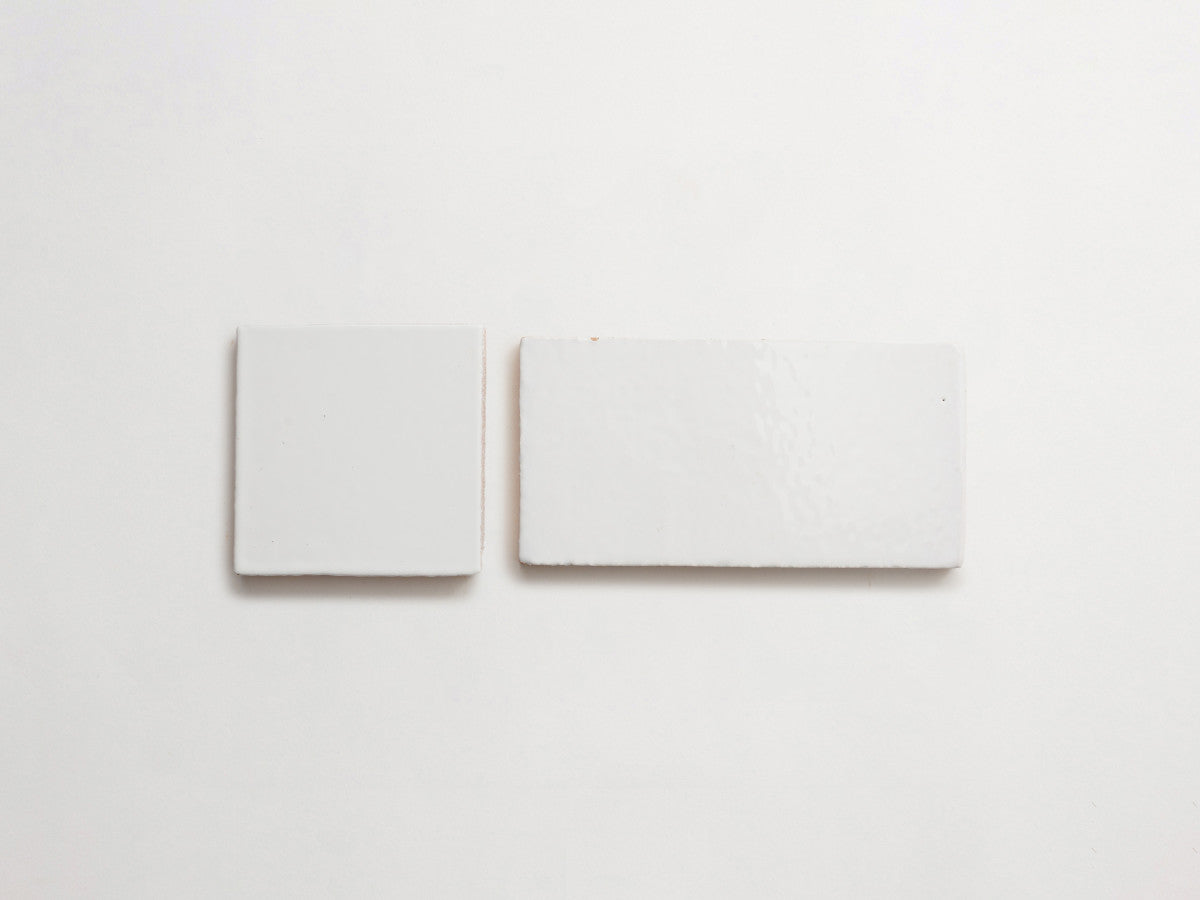 Terracotta square + rectangle forme handmade rustic tile gloss white tile.