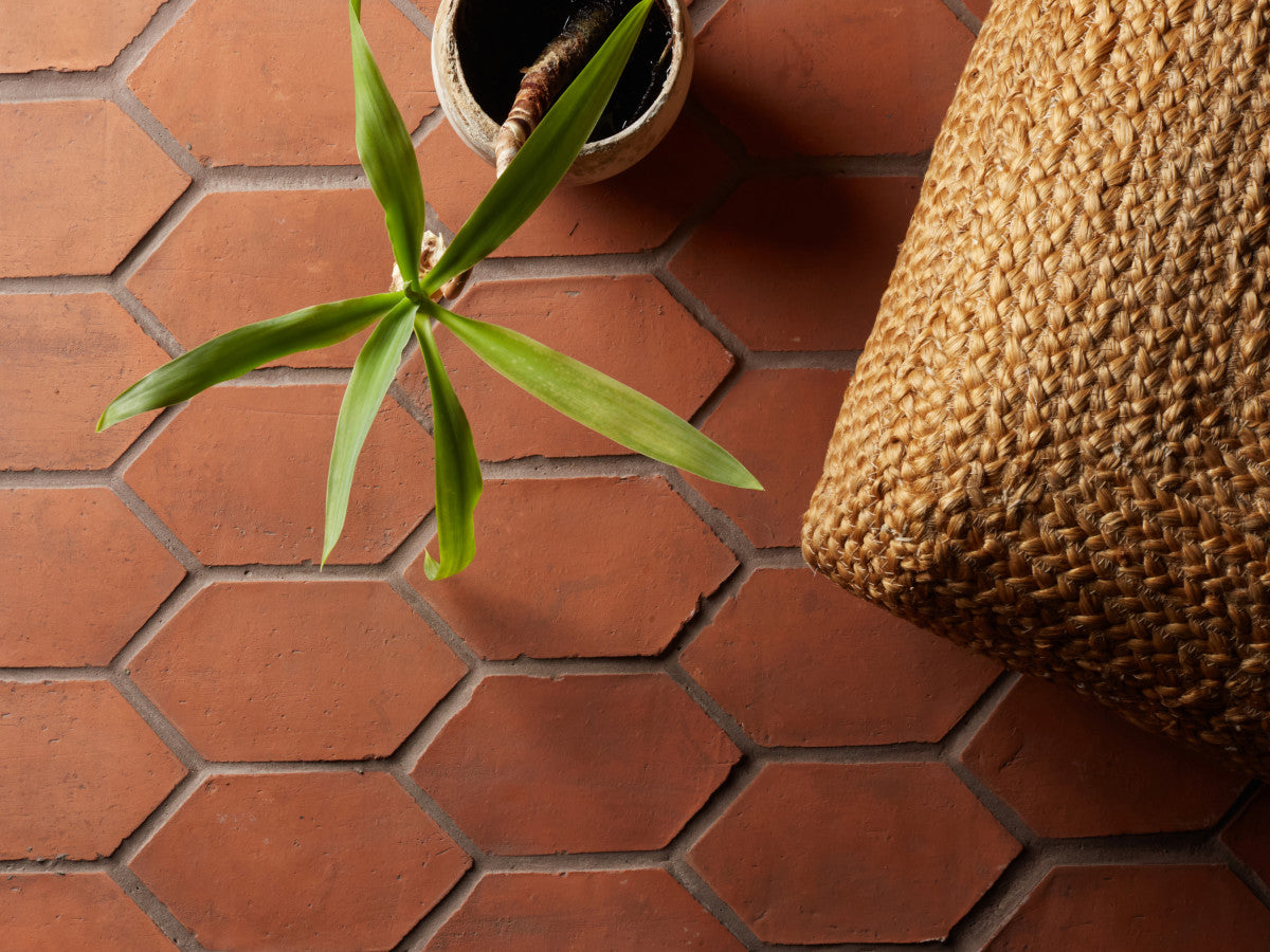 Terracotta Tile 4" Hex Unfinished Red Tile.