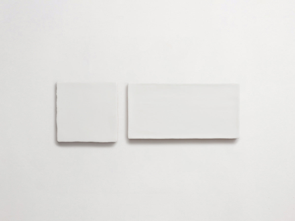 Italian terracotta clay body tile 2pc bundle matte white.