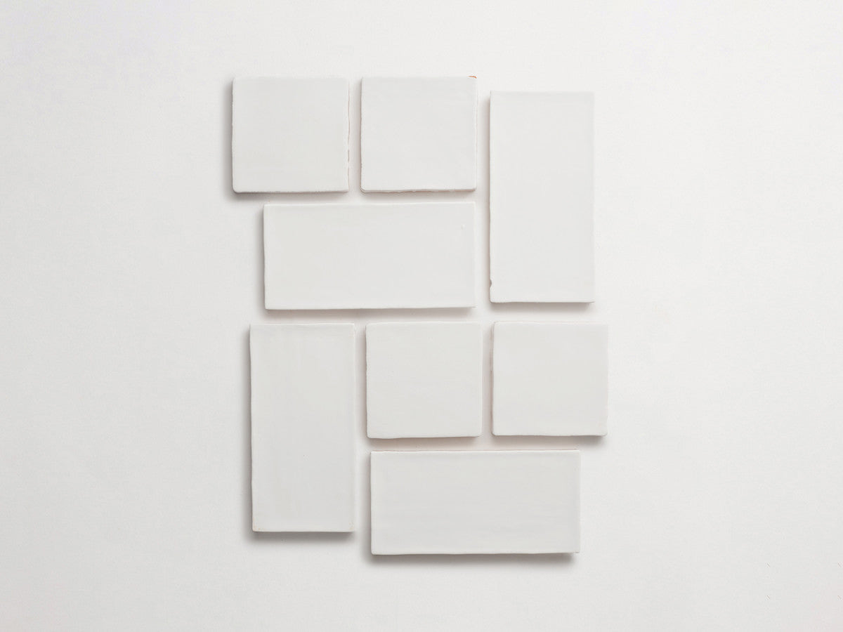 Italian terracotta clay body tile 2pc bundle matte white.