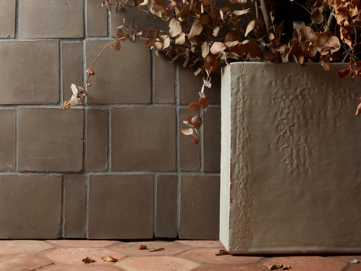 Terracotta Tile 4" Square + Rectangle Unfinished Grey Tile.