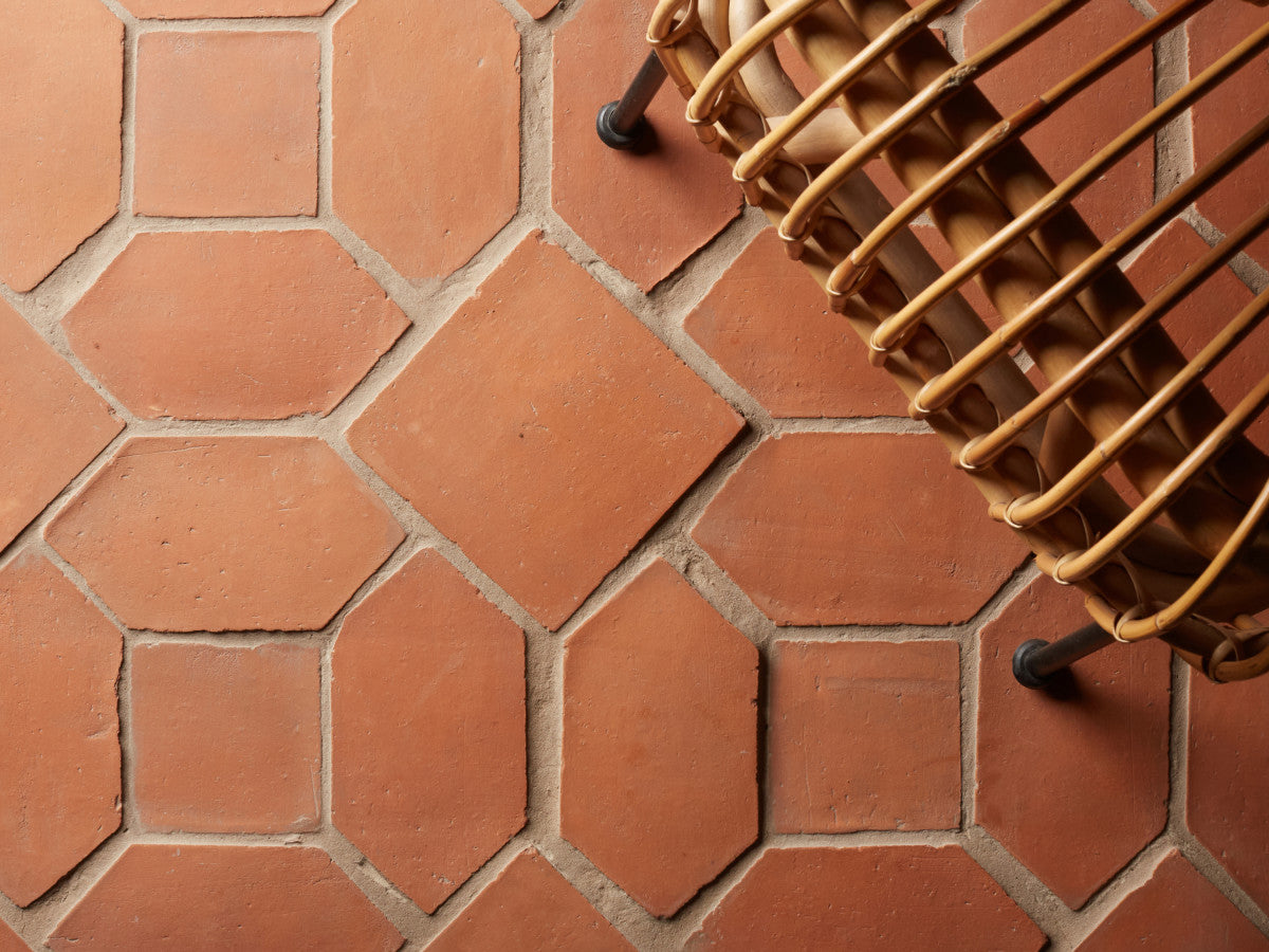 Terracotta Tile Square + Hex (mosaic) Unfinished Red Tile.