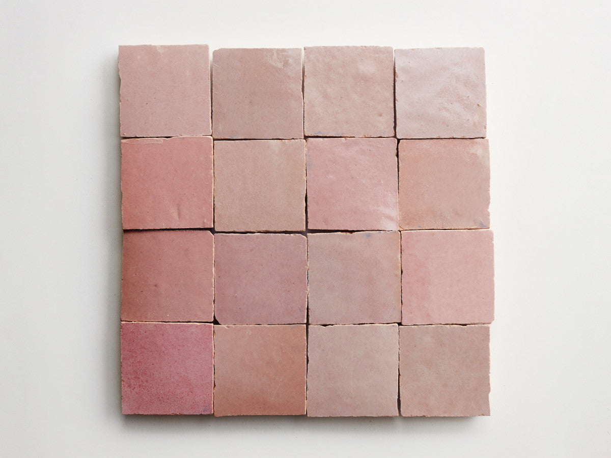 Vintage rose 2" zellige moroccan terracotta tile.