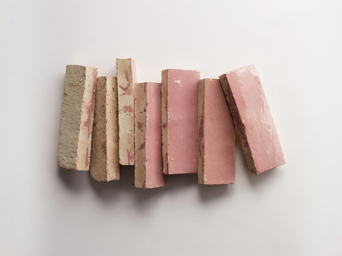 Zellige tile vintage rose pink subway bejmat.