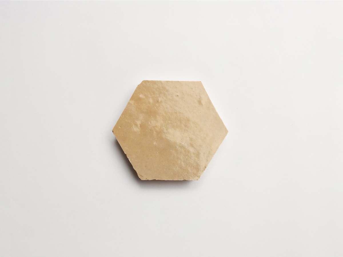 Neutral zellige tile vesper sands natural hexagon.