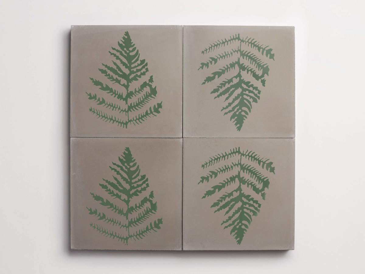 Tile concrete cement erica tanov fern leaf metal.