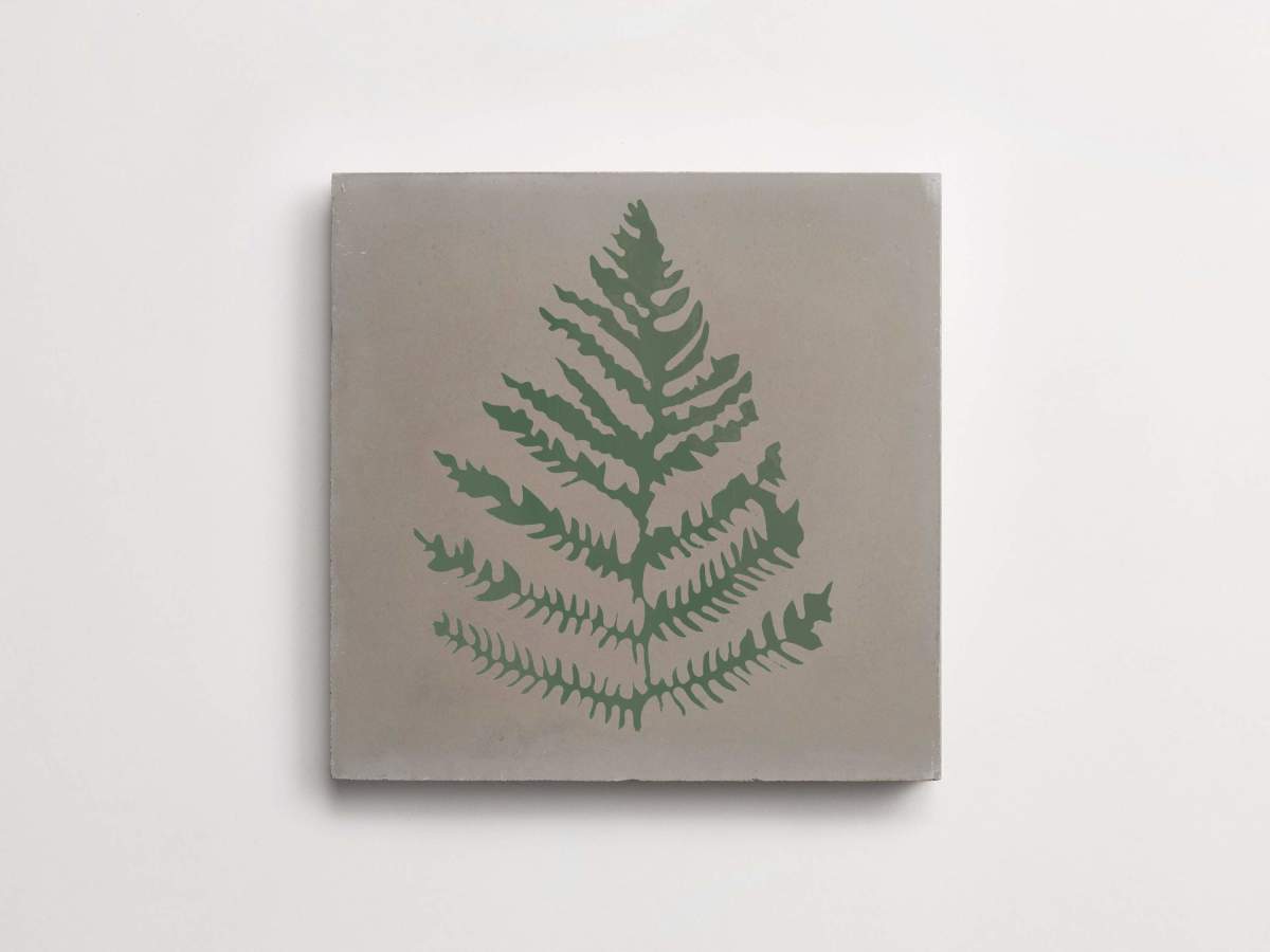 Tile concrete cement erica tanov fern leaf metal.