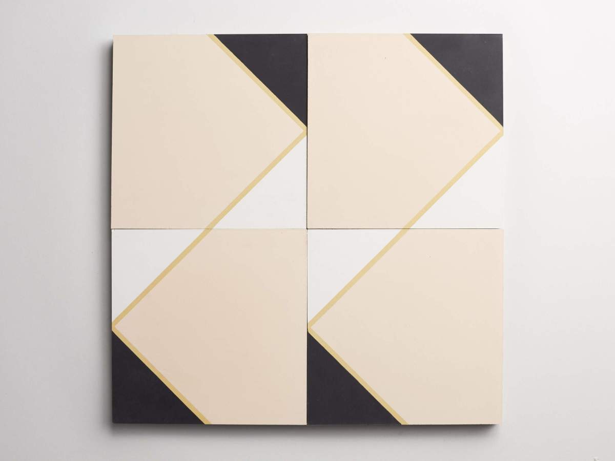 Tile cement gachot pattern five shell black white curry.