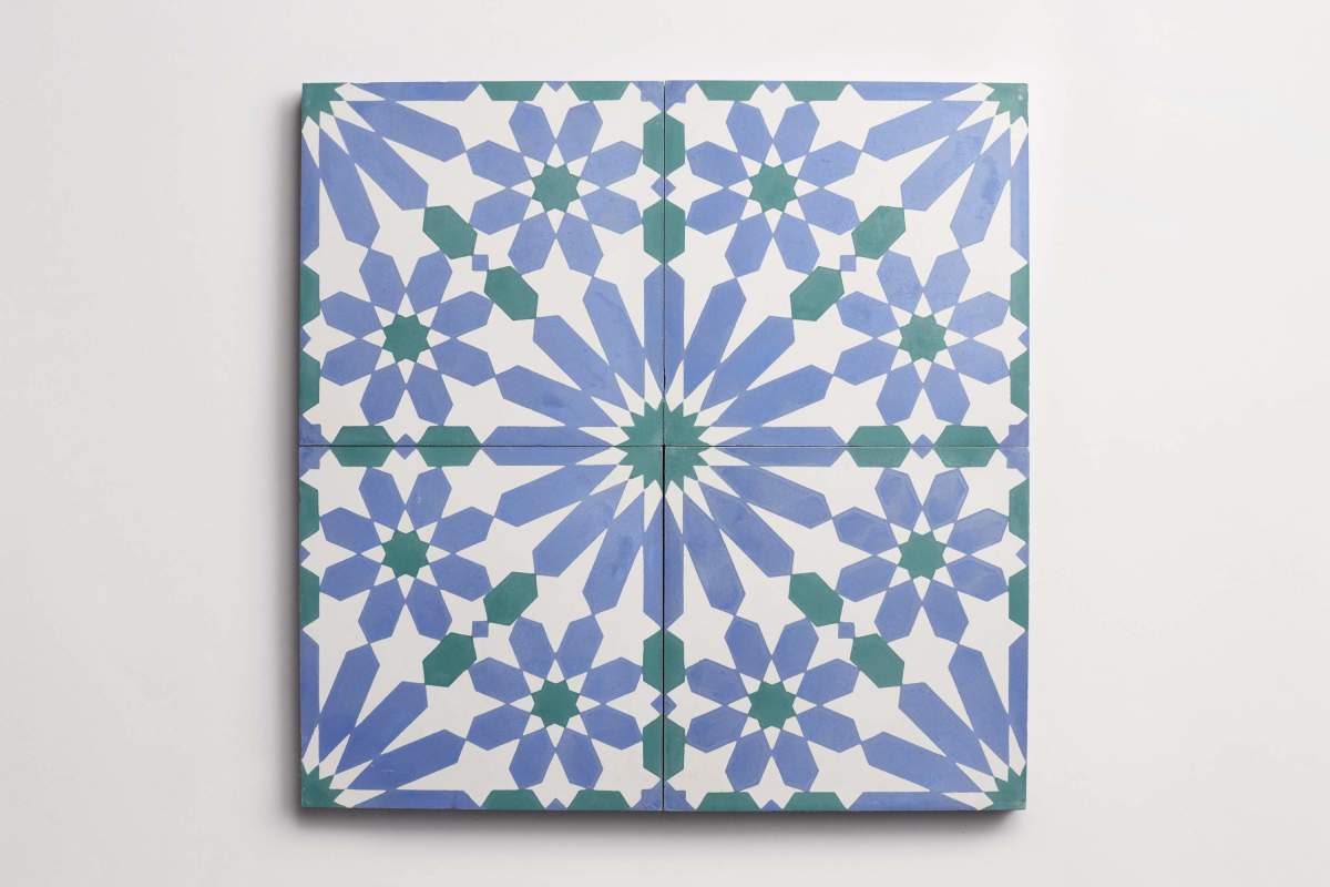 Tile cement moroccan one andalucia nautical blue.
