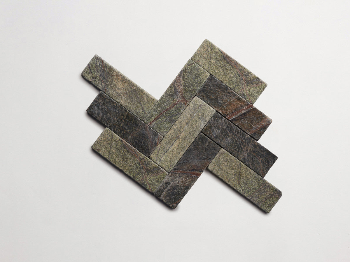 Lapidary stone tile 6 x 2 Galician Green Tumbled.