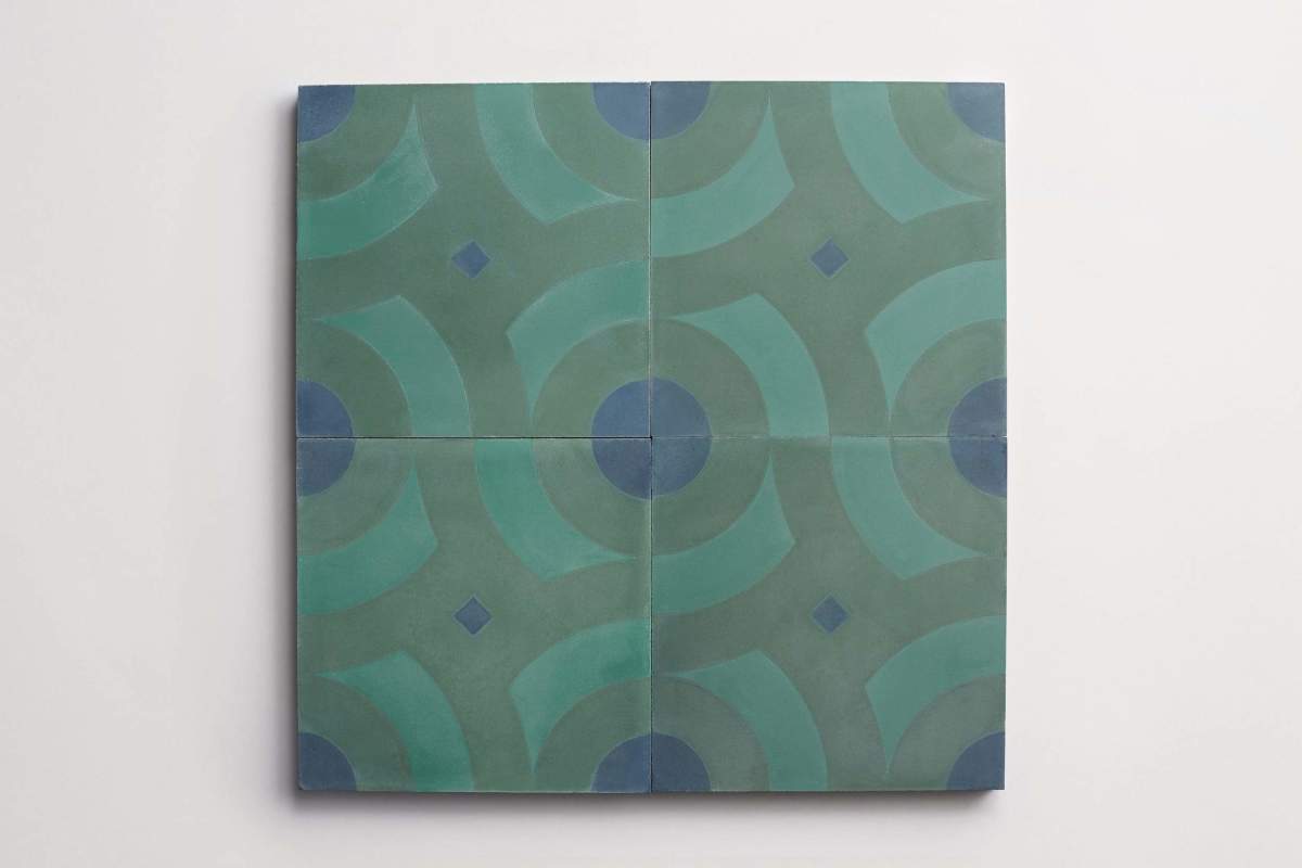 Tile concrete cement big spin kelly bold pattern.