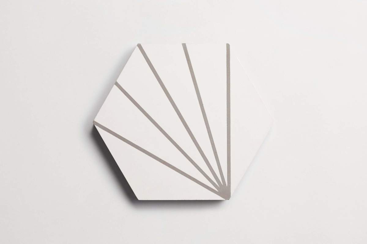 Tile cement radar linear pattern white metal.