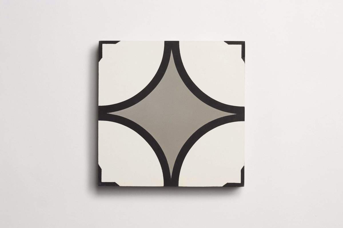 Tile concrete cement peabody white black metal.