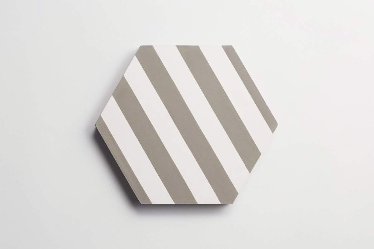 Tile concrete cement hedron metal white hex.