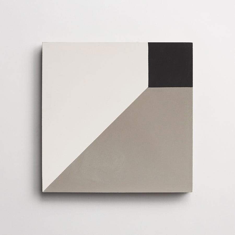 cement: cubicon slant | grande | matte | white, metal + black | sample ~ 8"x8"x⅝"