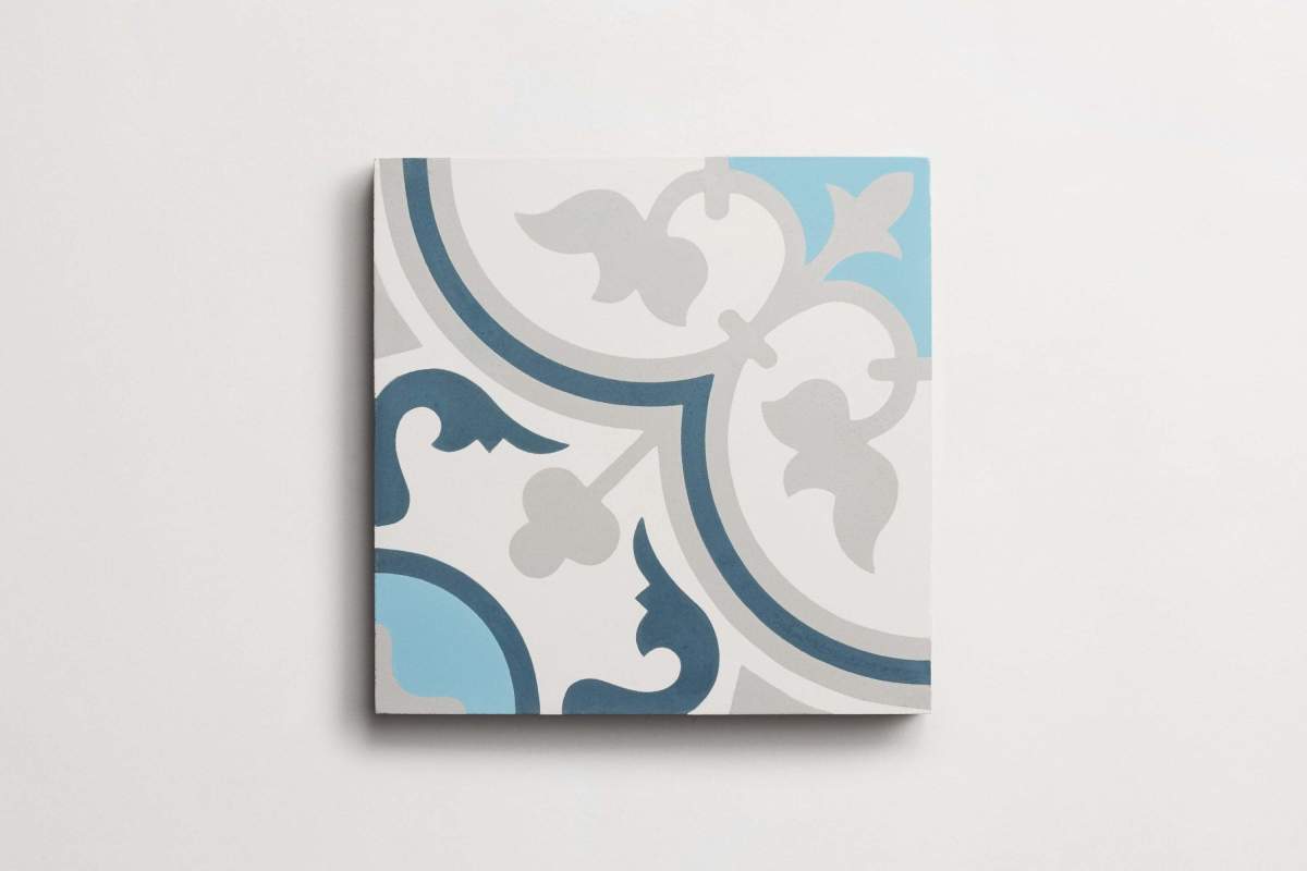 Tile concrete cement four leaf clover federal blue.
