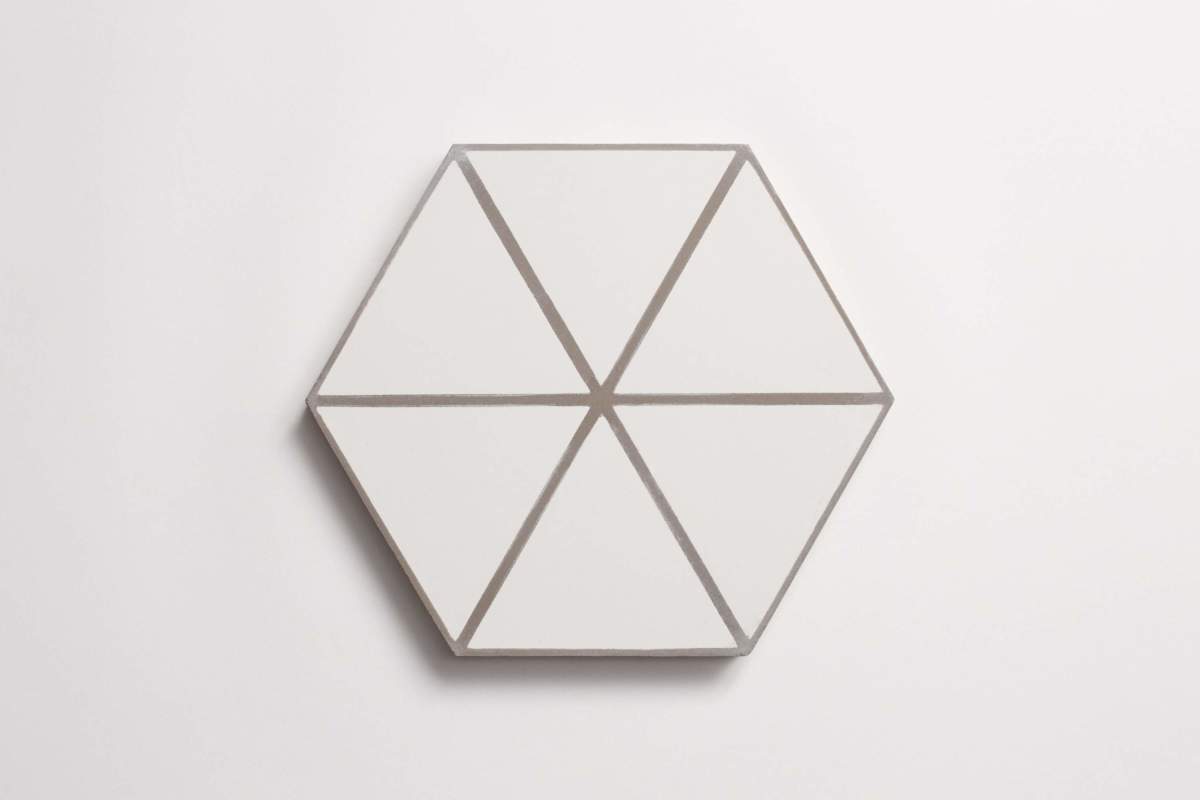 Tile concrete cement try angle line metal white hex.