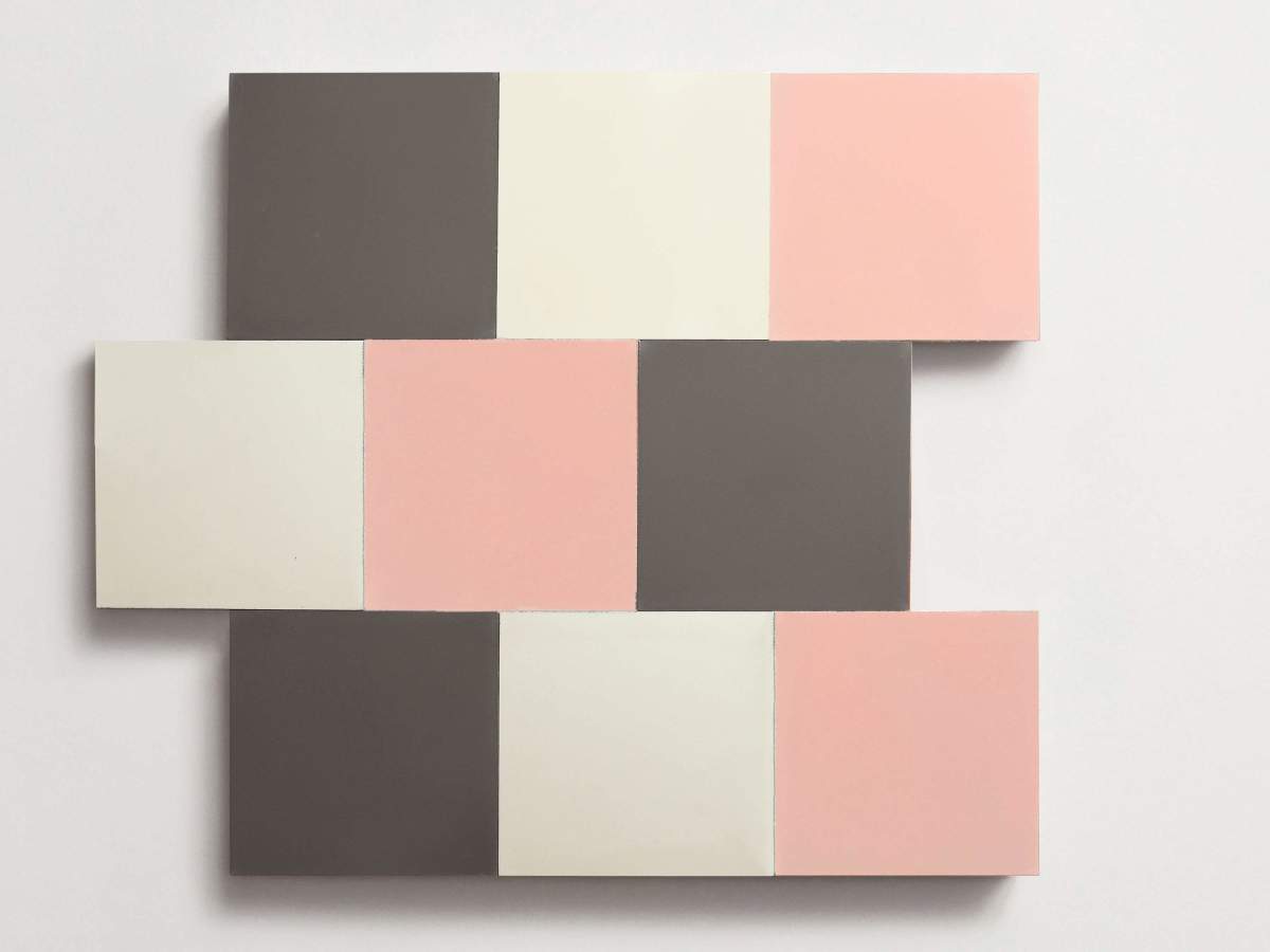 Cement Checkerboard Tile Trio 8x8 White, Pink, Grey.
