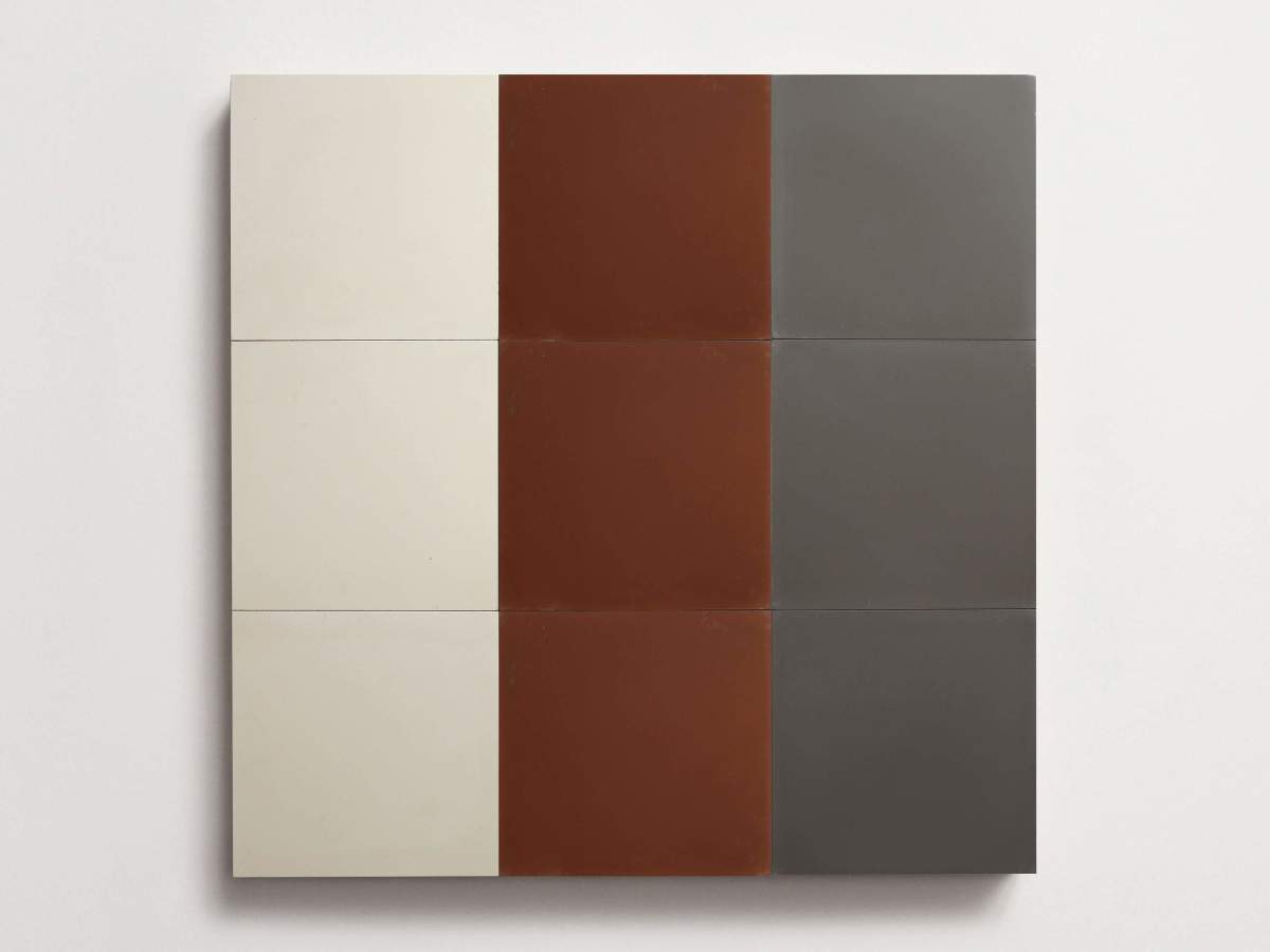 Cement Checkerboard Tile Trio 8x8 White, Brown, Grey.