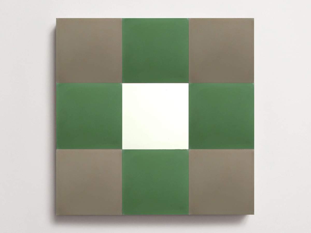 Cement Checkerboard Tile Trio 8x8 White, Green, Grey.
