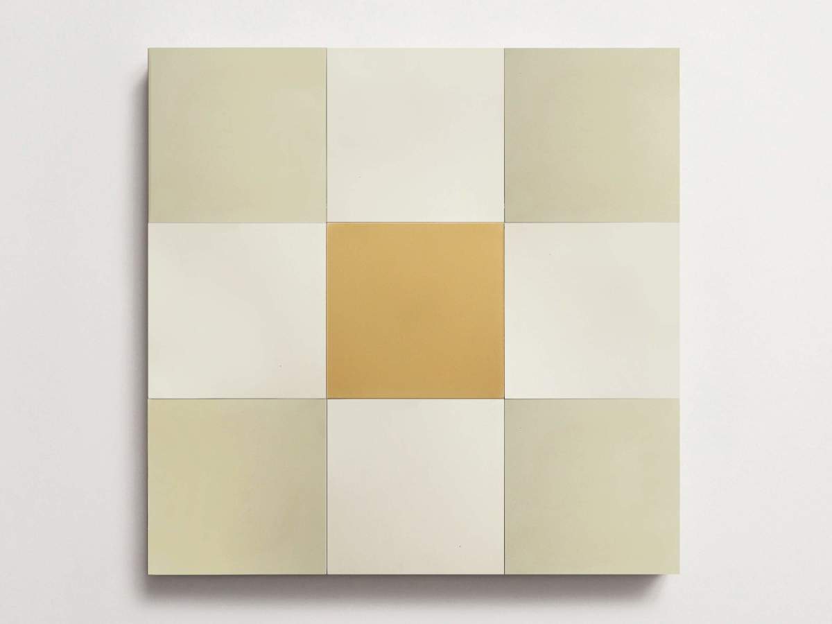 Cement Checkerboard Tile Trio 8x8 White, Natural.