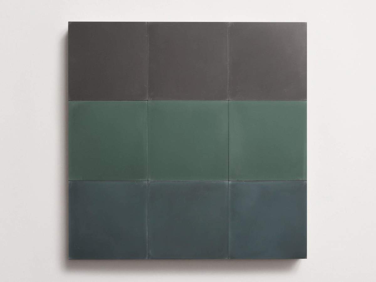 Cement Checkerboard Tile Trio 8x8 Blue, Green, Grey.