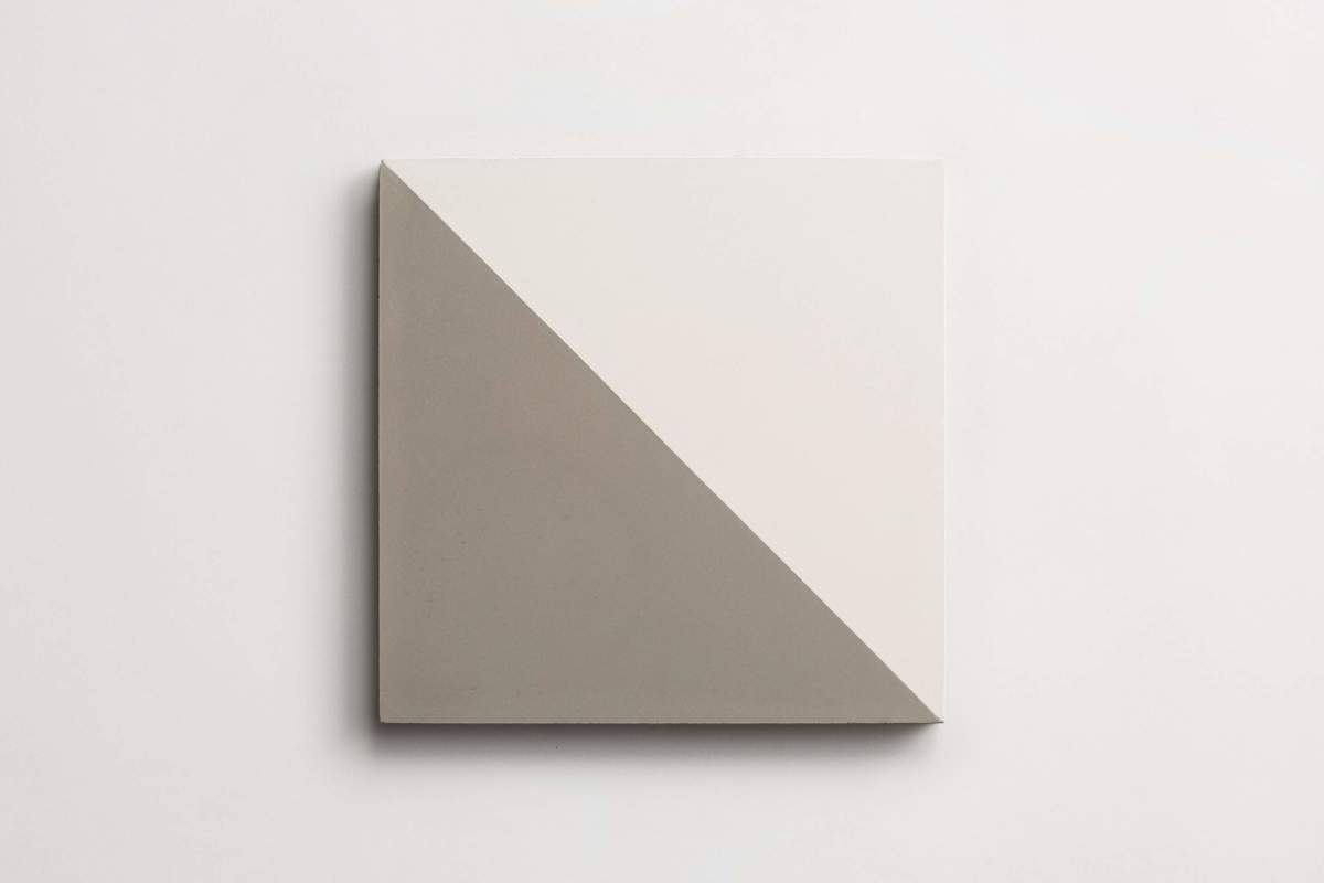 Tile concrete cement bold slant triangle metal white.