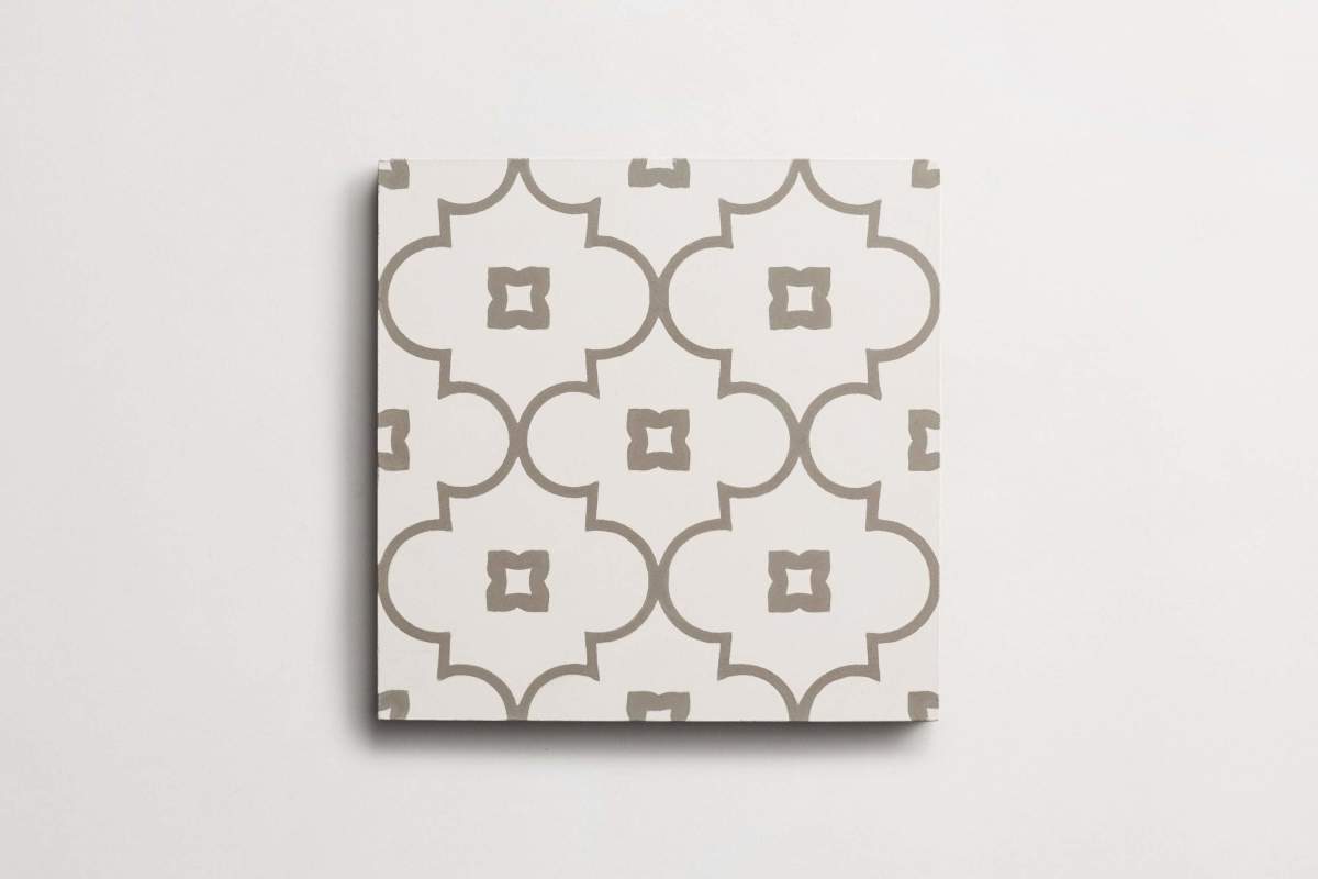 Tile cement moroccan 2 petite arabesque white metal.