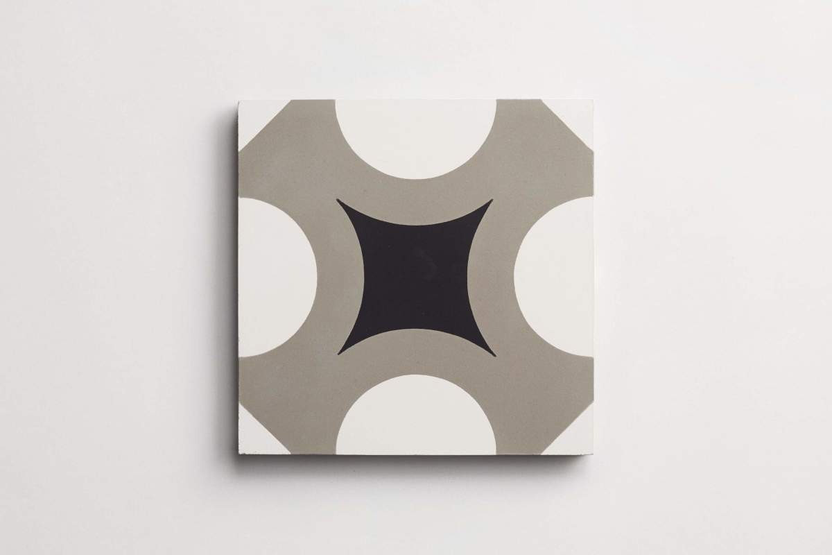 Tile concrete cement barcelona two white black metal.