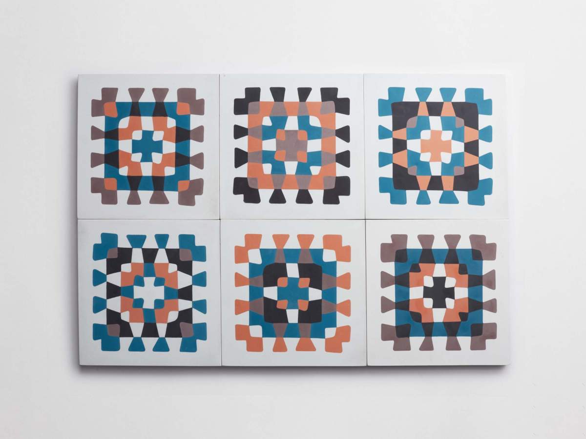 Tile pattern cement granny squares white (bundle).