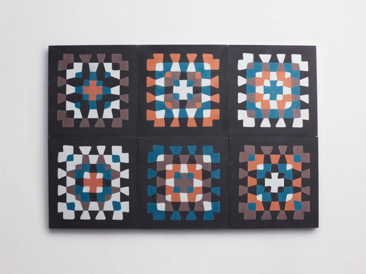 Tile pattern cement granny squares black (bundle).