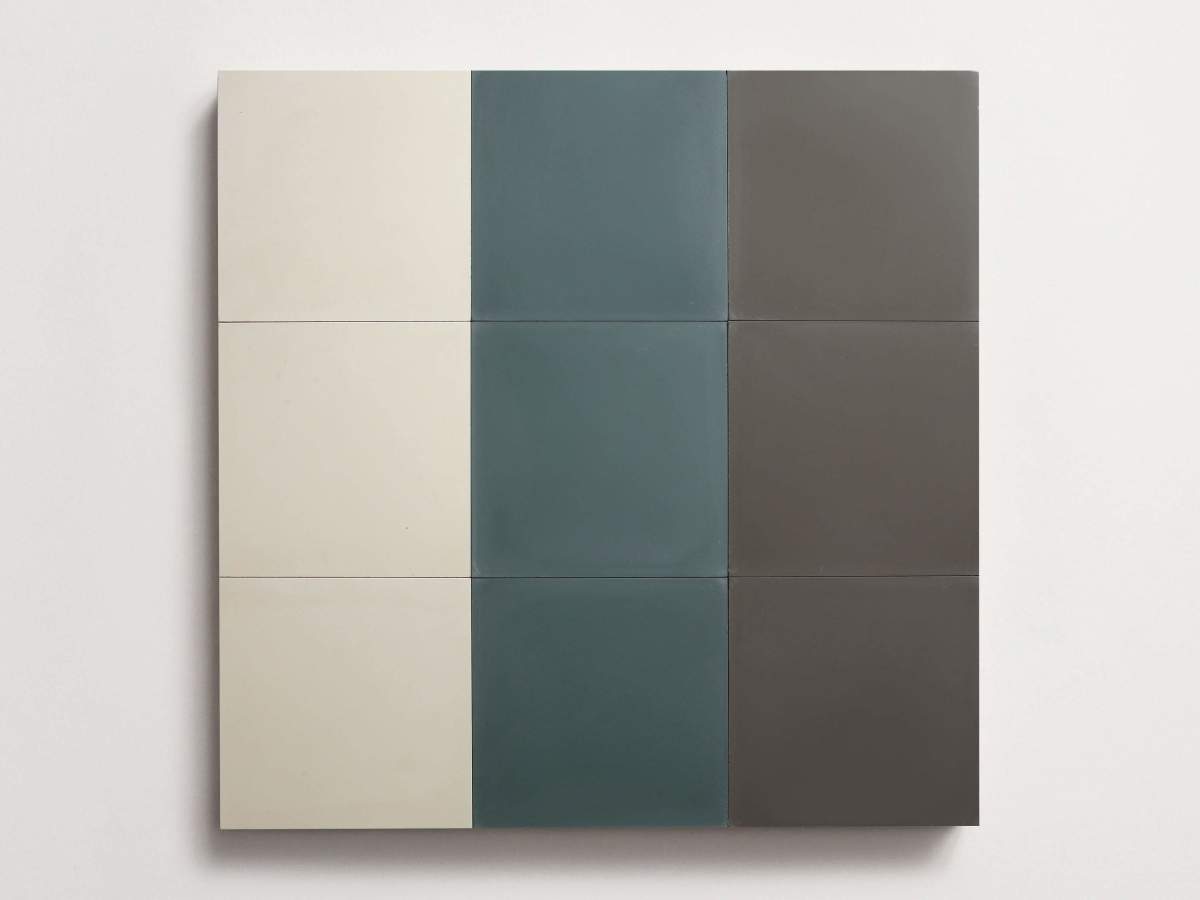 Cement Checkerboard Tile Trio 8x8 Blue, White.