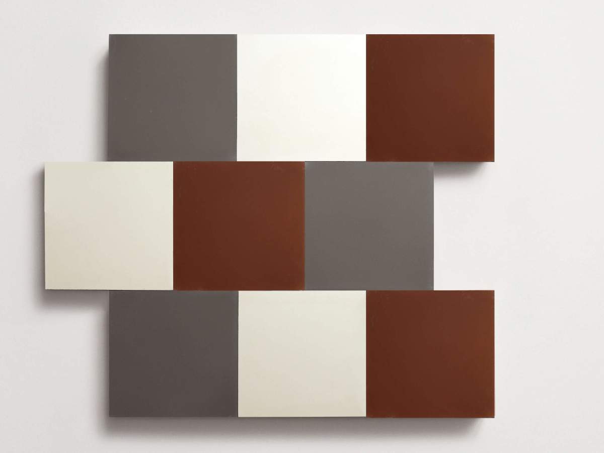 Cement Checkerboard Tile Trio 8x8 White, Brown, Grey.
