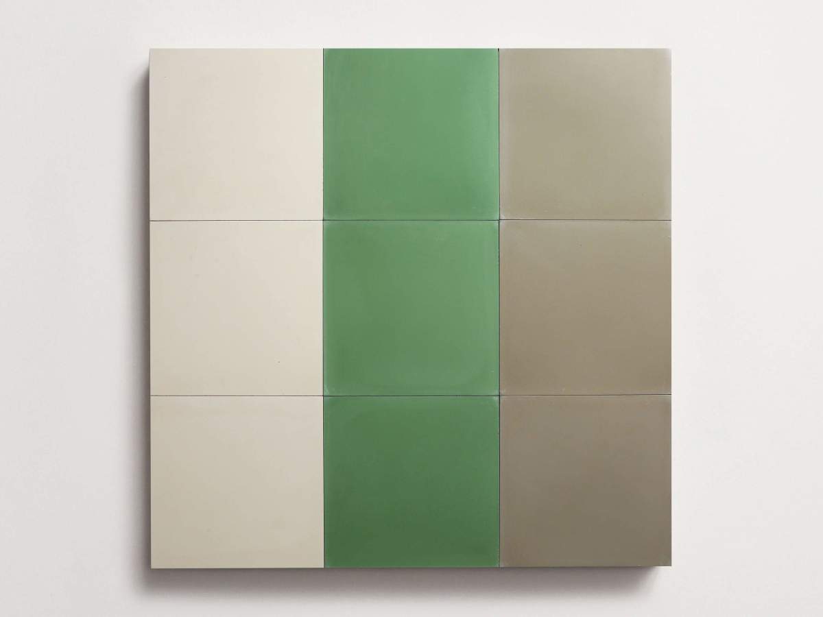Cement Checkerboard Tile Trio 8x8 White, Green, Grey.
