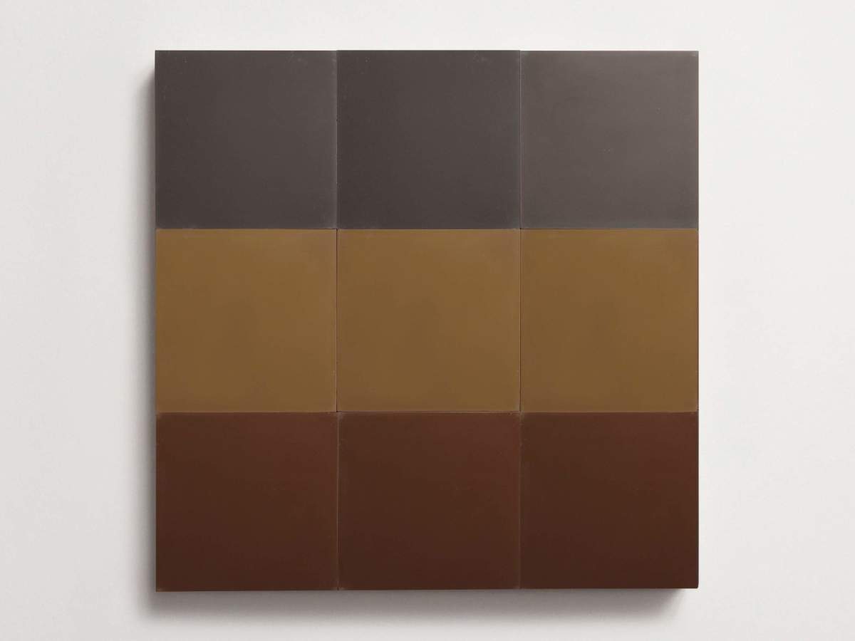 Cement Checkerboard Tile Trio 8x8 Brown, Grey, Tan.