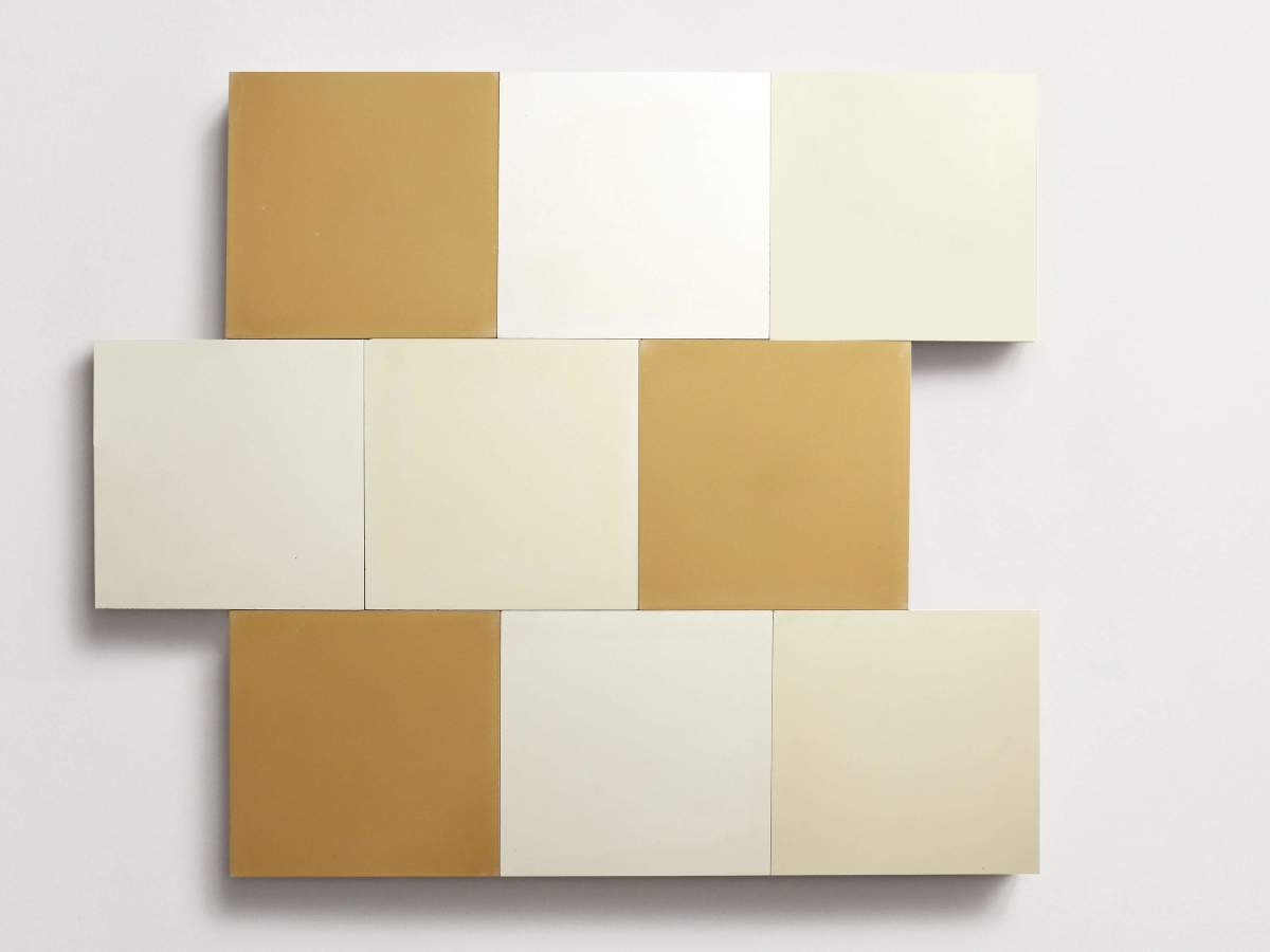 Cement Checkerboard Tile Trio 8x8 White, Natural.