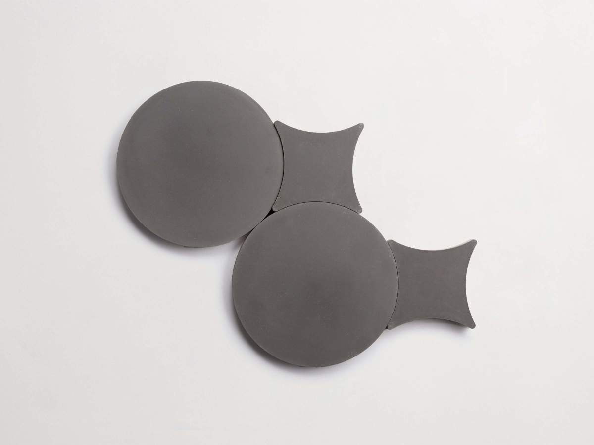 Cement pavimenti charcoal sofia circle + losange tile.