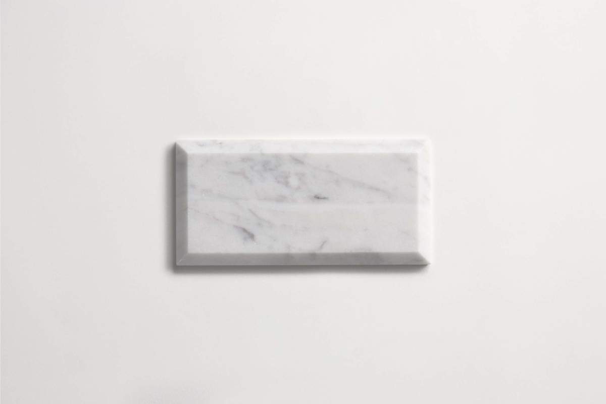 Tile carrara marble white stone beveled subway.
