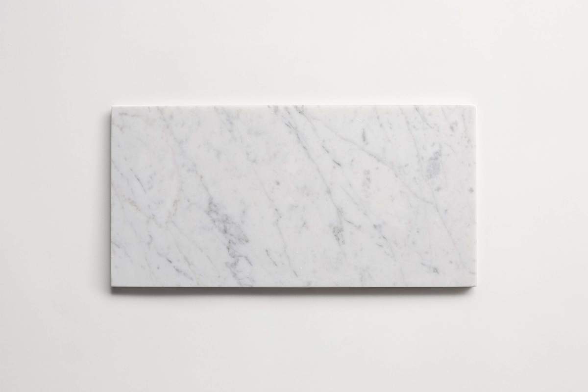 Tile carrara marble white stone oversized subway.