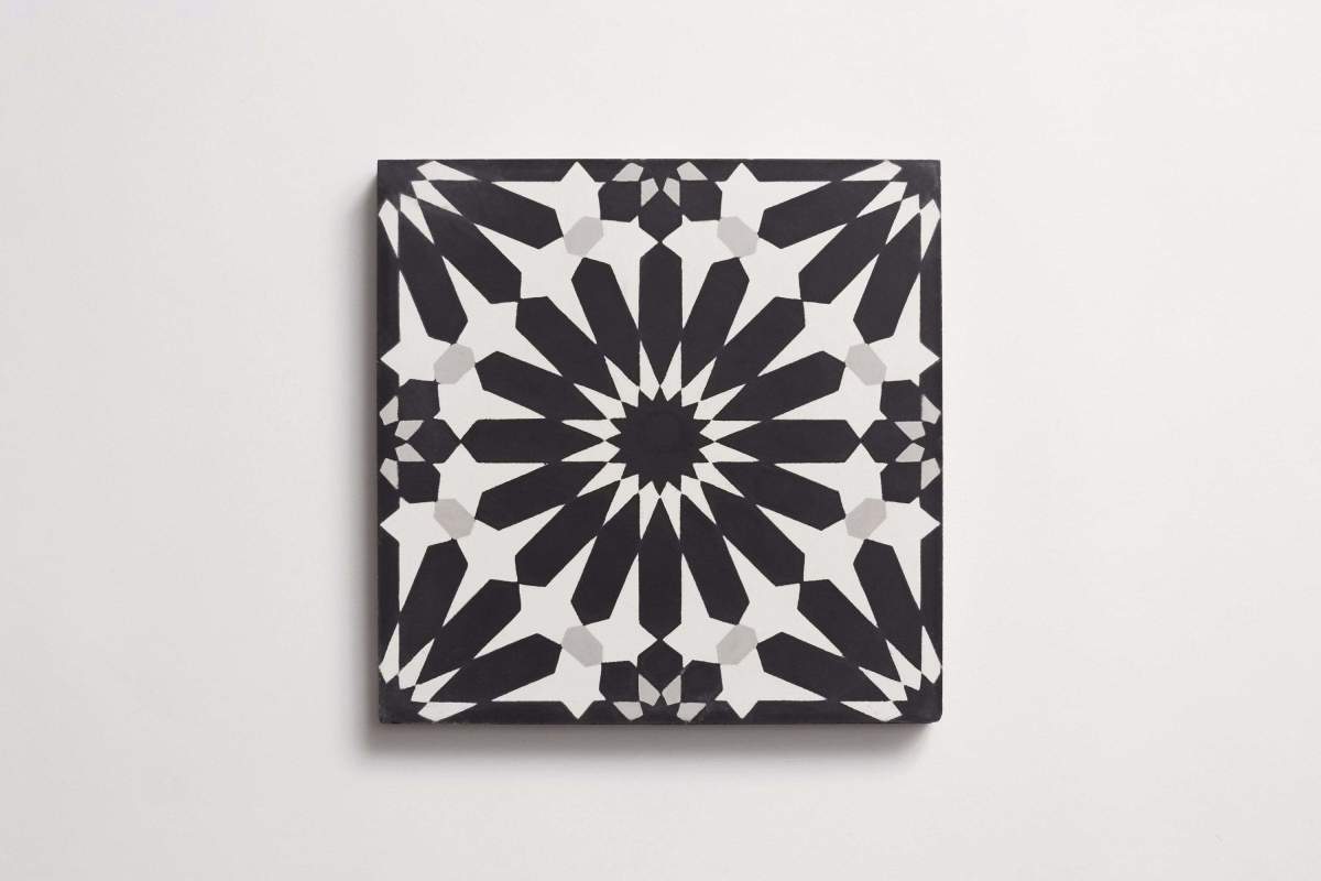 Tile alhambra concrete cement black moroccan.