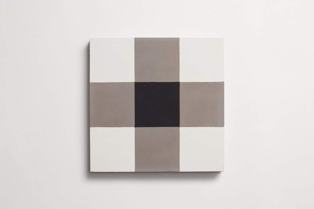 Tile concrete cement checkmate metal white black.