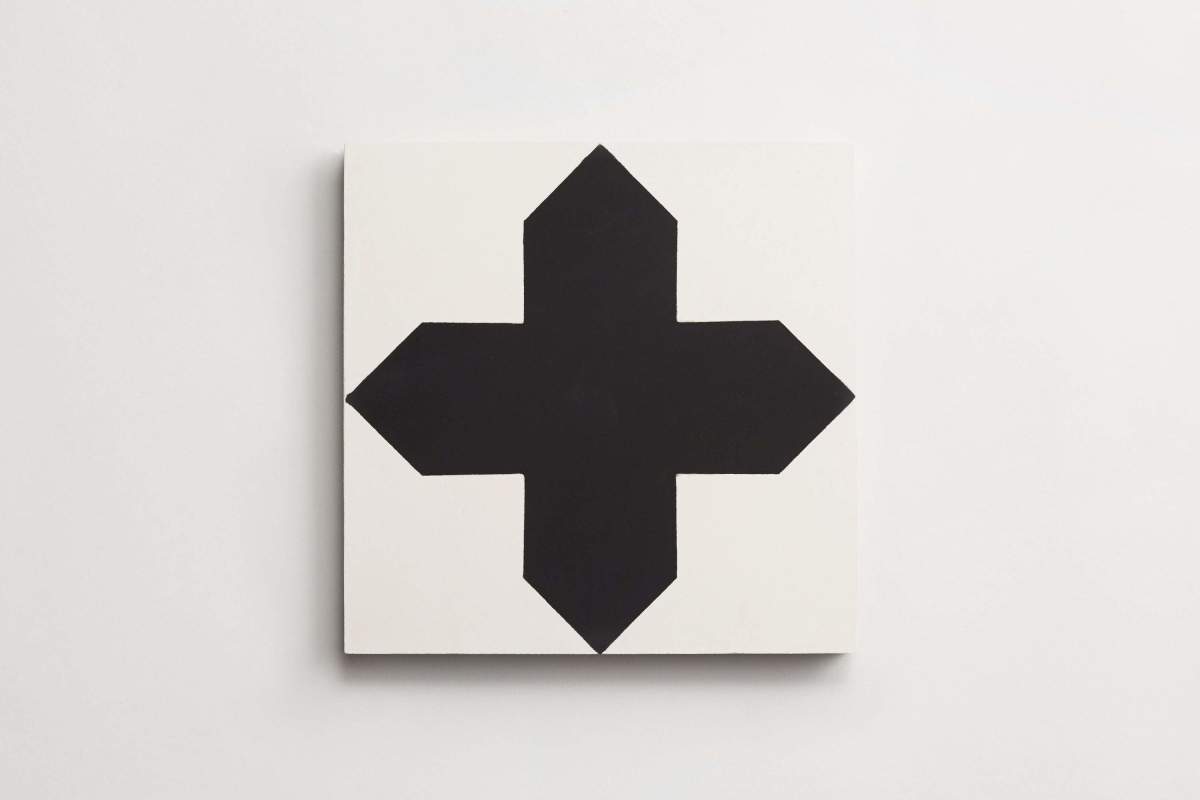 Tile concrete cement compass star cross black white.
