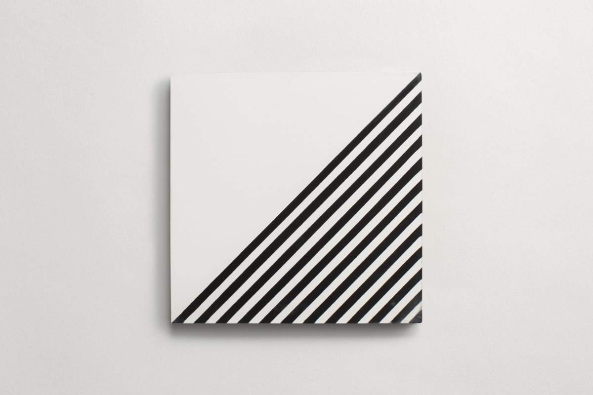 Tile concrete cement faceted square black white.